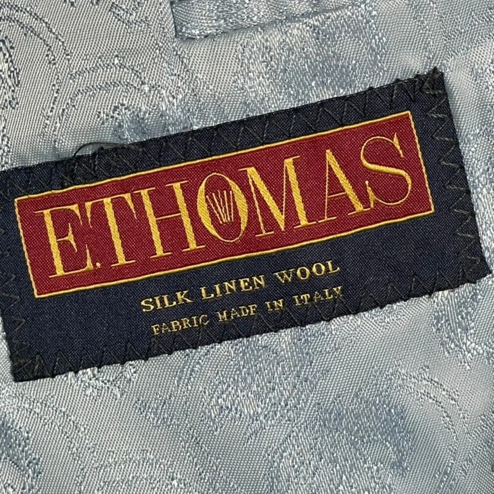 Peter Millar Blazer Mens 50R Blue Plaid Silk Linen Wool E. Thomas Italian Fabric